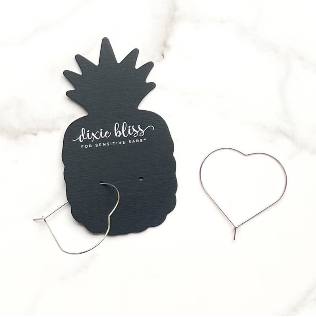 Dixie Bliss Heart Hoops In Steel